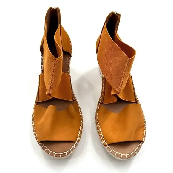 Gentle Souls Kenneth Cole Colleen X Elastic Leather Espadrille Wedge Sandals - Picture 2 of 11